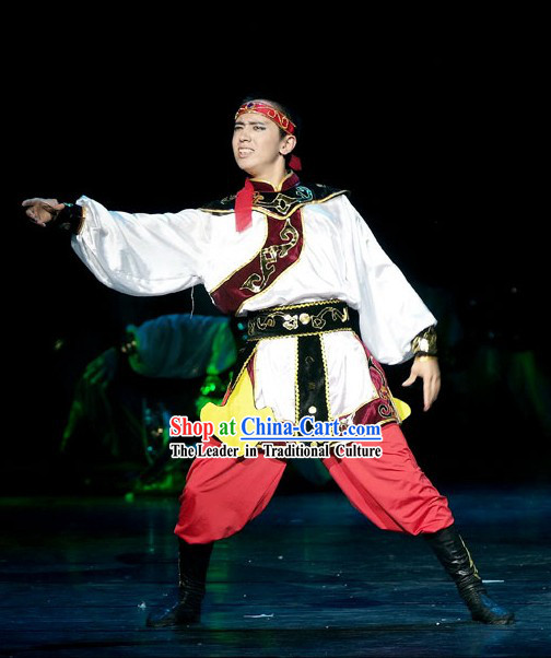 Chinese Mongolian Folk Dance Costumes for Men