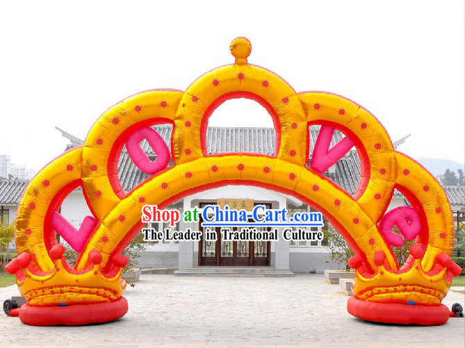 Large 315 Inches Golden Inflatable Emperor Crown Arch