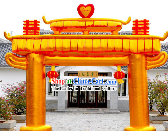 Traditional Chinese Golden Inflatable Memorial Arch