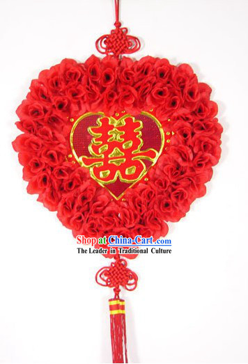 55 Inches Large Silk Rose Chinese Knot Decoration