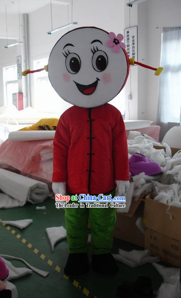 Chinese Drum Face Girl Mascot Costumes Complete Set