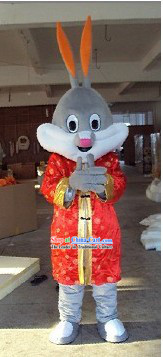 Chinese Tang Suit Rabbit Mascot Costumes Complete Set