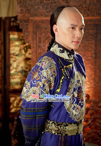 Ancient Chinese Qing Dynasty Official Court Costumes and Hat
