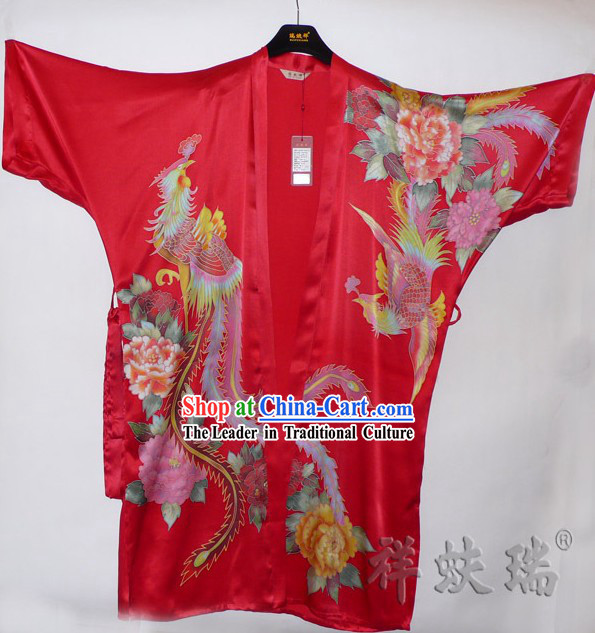Rui Fu Xiang Hand Painted Phoenix Silk Gown for Women