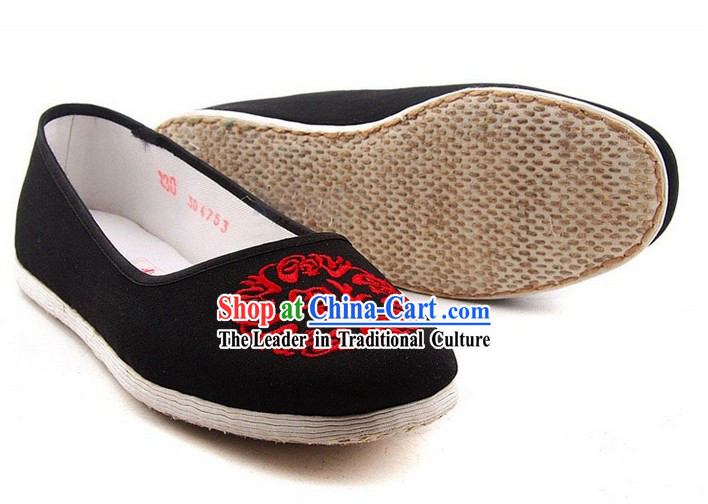 Traditional Chinese Beijing Bu Ying Zhai Black Cloth Shoes for Women