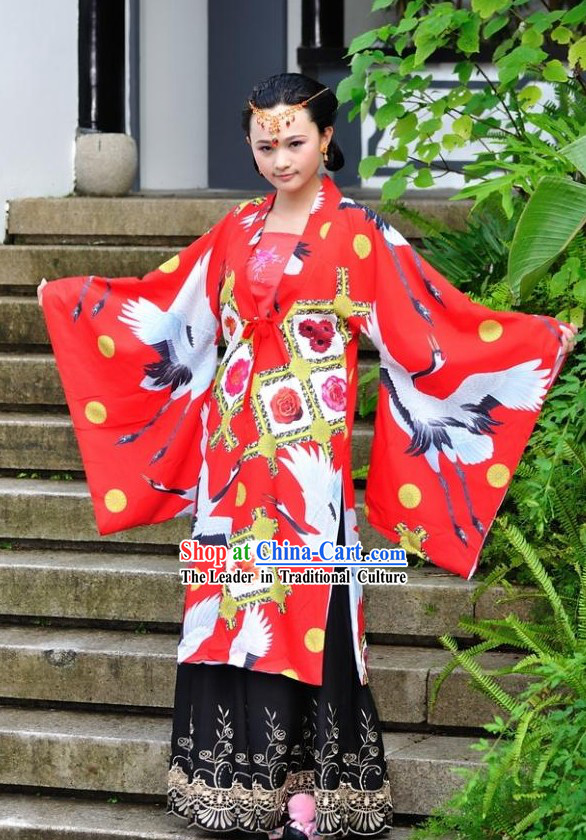 Stunning Chinese Princess Crane Hanfu Clothing Complete Set