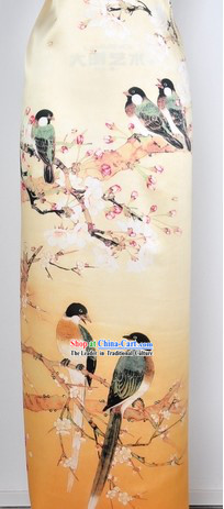 Chinese Bird and Flower 100_ Silk Fabric