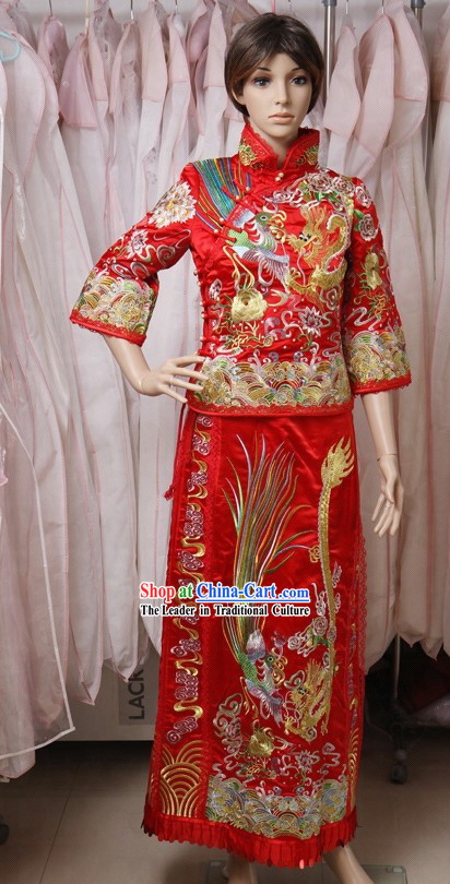 Traditional Chinese Lucky Red Wedding Dress