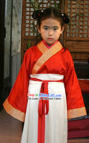 Ancient Chinese Red Festival Celebration Clothing for Kids