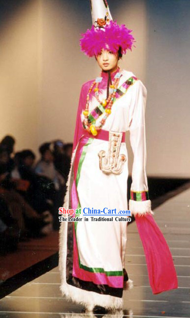 Traditional Chinese Tibetan Clothing and Hat for Women