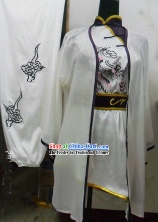 Chinese Silk Dragon Kung Fu Coach Uniform and Veil for Women