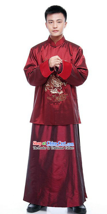 Chinese Classical Mandarin Dragon Wedding Dress for Men