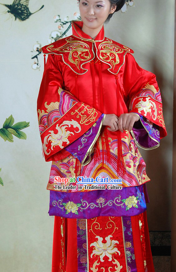 Stunning Chinese Red Phoenix Wedding Dress for Brides