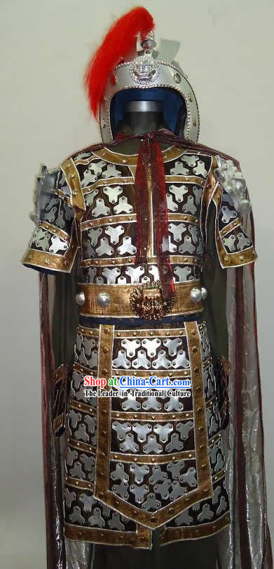 Ancient Chinese General Yue Fei Armor Costumes and Helmet for Men