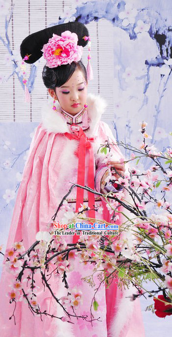 Qing Dynasty Palace Princess Clothing and Cape for Kids