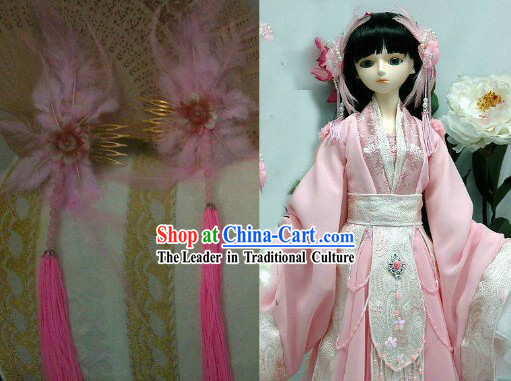 Pink Chinese Princess Feather Hair Accessories