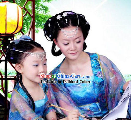 Ancient Chinese Tang Daughter and Mother Clothes Two Sets