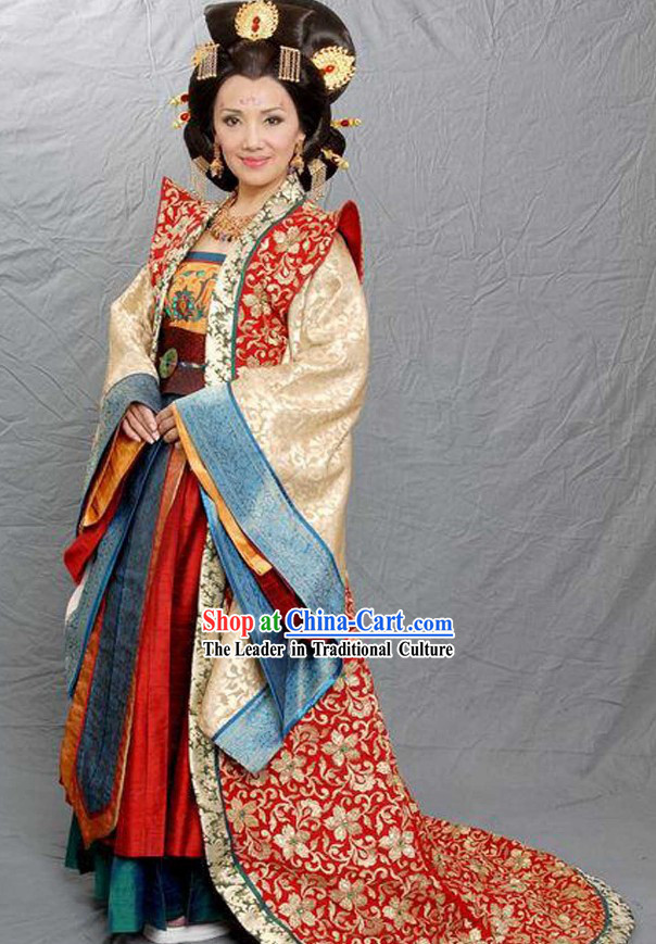 Ancient Chinese Queen Mother Clothing and Headpiece Complete Set