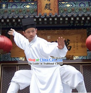 Chinese Daoist Priest Teacher Clothing and Headpiece