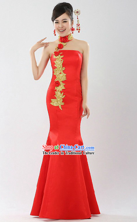 Chinese Classical Bride Wedding Evening Dress