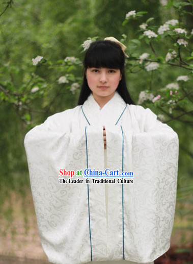Traditional Chinese White Hanfu Clothing Complete Set for Men or Women