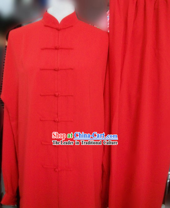 Chinese Classic Red Kung Fu Suit for Both Men and Women