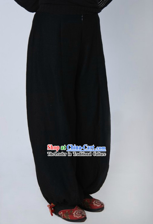 Traditional Black Cotton Wushu Pants