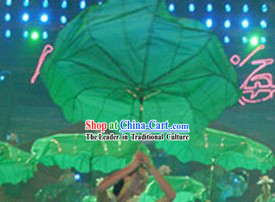 Chinese Classic Green Lotus Leaf Dance Umbrella