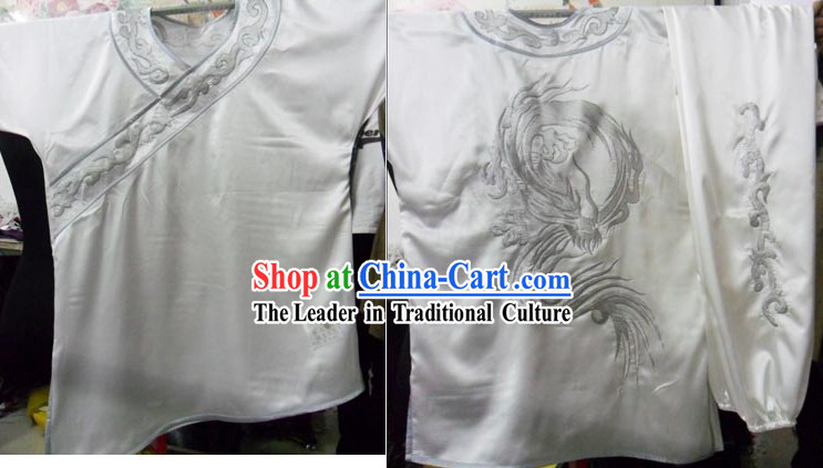 White Changquan Long Fist Dragon Formal Tai Chi Uniforms for Men
