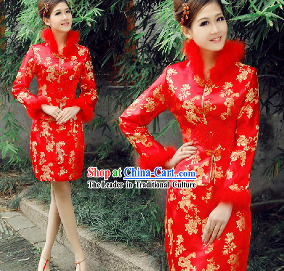 Chinese Classic Red Wedding Dress Set for Brides