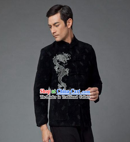 Chinese Stunning Black Dragon Suit for Man
