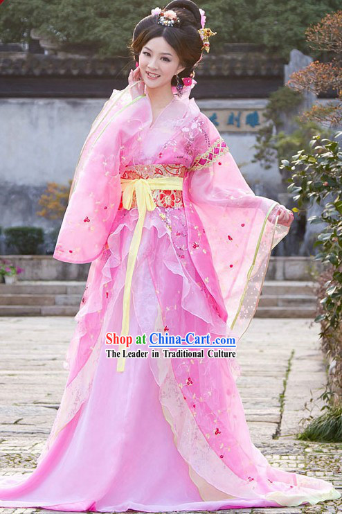 Traditional Chinese Romantic Pink Tang Dynasty Princess Clothing