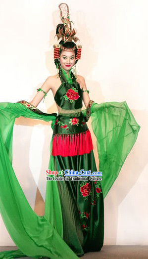 Ancient Chinese Princess Stage Performance Costume and Headpiece