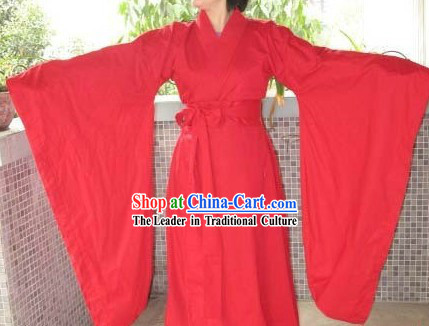 Ancient Chinese Plain Red Wedding Dress for Women