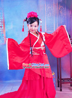 Ancient Chinese Red Hanfu Clothing for Kids