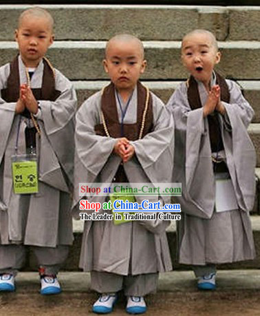 Traditional Chinese Shaolin Temple Grey Kung Fu Clothes for Kids