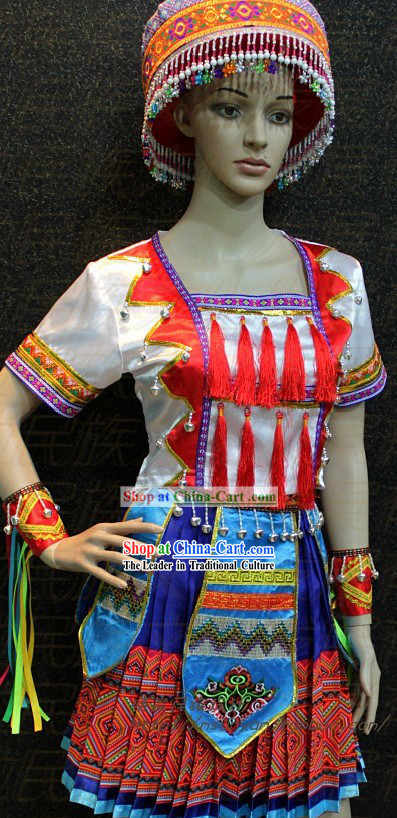 Chinese Miao Ethnic Clothes and Hat for Women