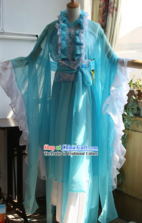 Ancient Chinese Light Blue Hanfu Clothing for Women