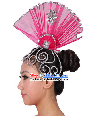 Chinese Stage Performance Fan Shape Head Piece