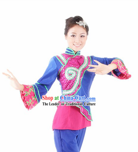 Traditional Chinese Fan Dancing Outfits for Women