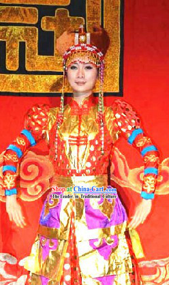 Ancient Chinese Mongolian Princess Costumes and Hat