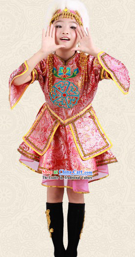 Mongolian Traditional Clothes and Hat for Children