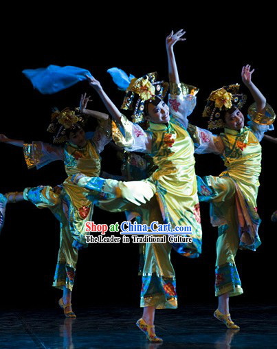 Chinese Classic Dance Outfit and Headpieces Complete Set for Women