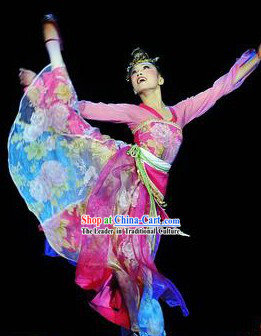 Traditional Chinese Classical Dancing Costumes and Headpieces Complete Set for Women
