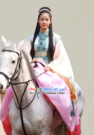 Ancient Korean Princess Outfit and Headpieces Complete Set for Women