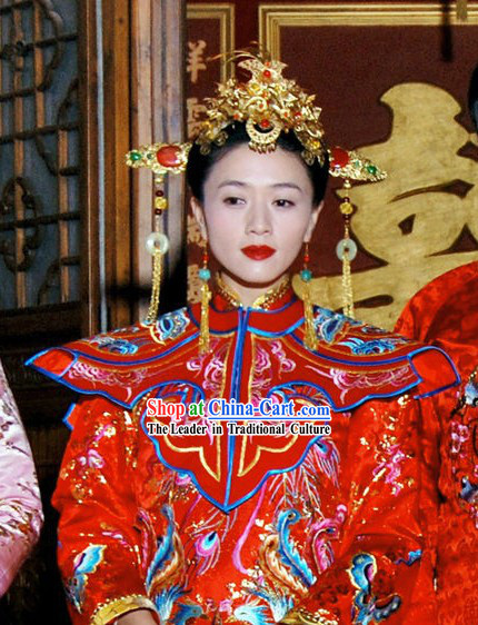 Traditional Chinese Wedding Bridal Headdress Phoenix Coronet Set