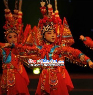 Chinese Opera Stage Performance Dancing Costumes Complete Set for Children