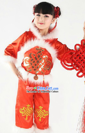 Red New Year Stage Performance Dance Costume for Children