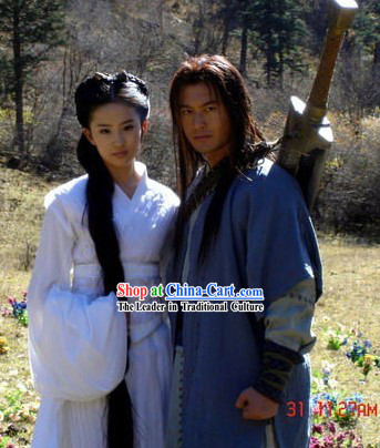 Ancient Chinese Swordsman and Dragon Lady Couple Clothing