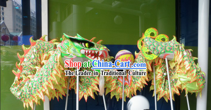 Green Chinese Lunar New Year Dragon Dance Equipments Complete Set